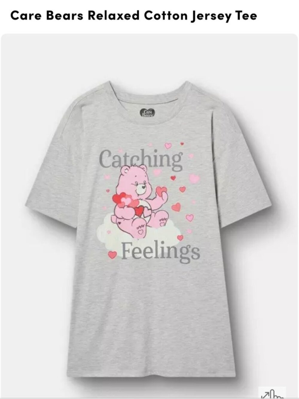 Torrid Care Bears Cotton Jersey Tee Love A Lot Care Bear Catching Feelings Sz 1x